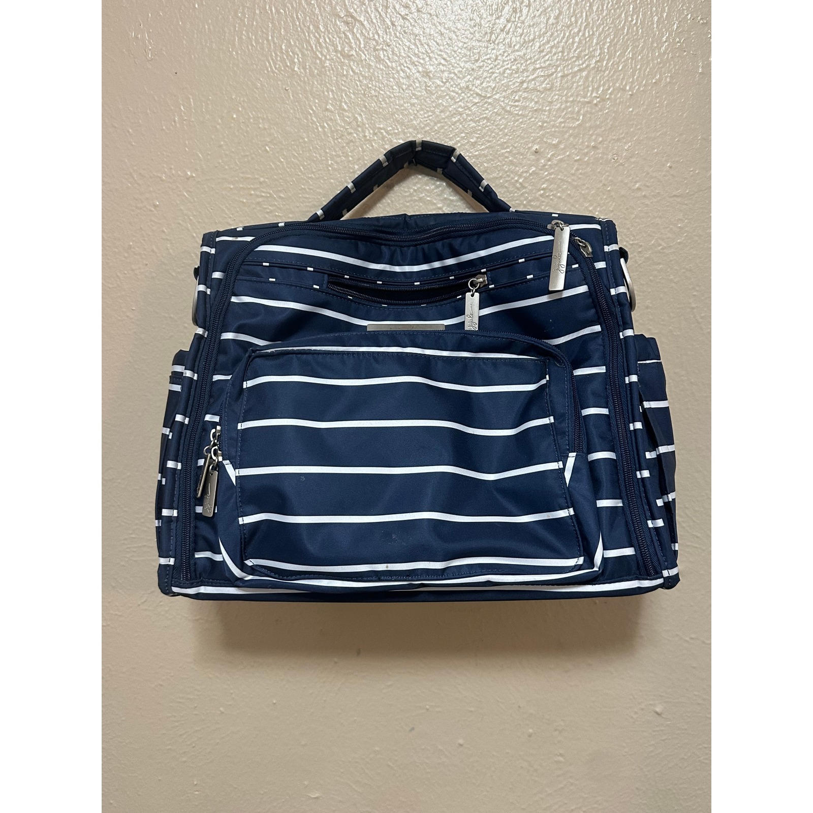 Jujube Diaper Bag Navy White Stripe Mommy Tote Messenger Bag With Changing Pad